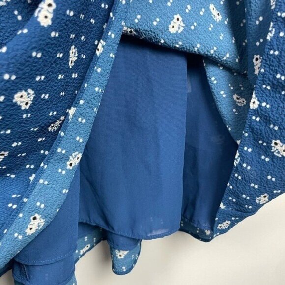 & Other Stories Blue Floral Short Sleeve Lined A-Line Dress Size 10 - Picture 5 of 7